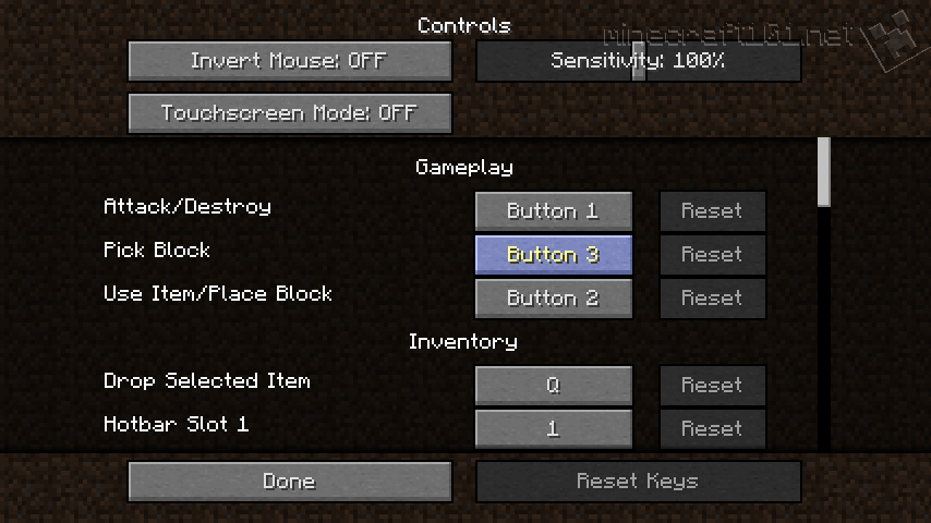 controls for minecraft on mac